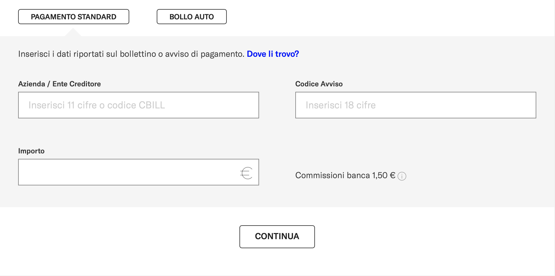 Esempio corretto di come utilizzare la terminologia in un flusso di pagamento